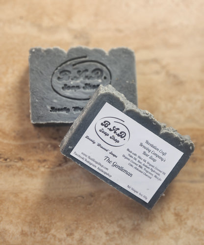 Handcrafted “The Gentleman” All-Natural Artisan Beer Soap with Activated Charcoal, 4oz.