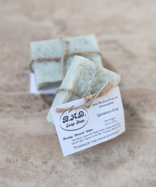 Natural "Gardener's Soap" made with Organic Coconut Oil and Ground Coffee