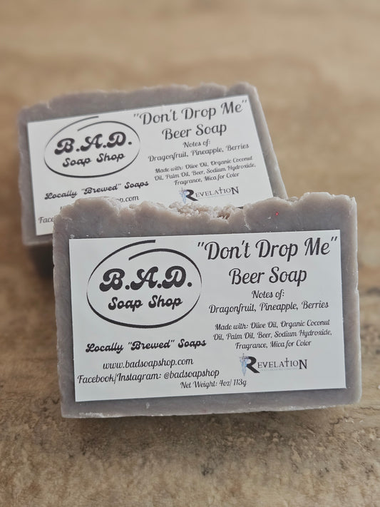 "Don't Drop Me" Handmade Hot Process Beer Soap Bar, Natural Olive Oil, Coconut Oil, & Palm Oil Soap, 4 oz Bar