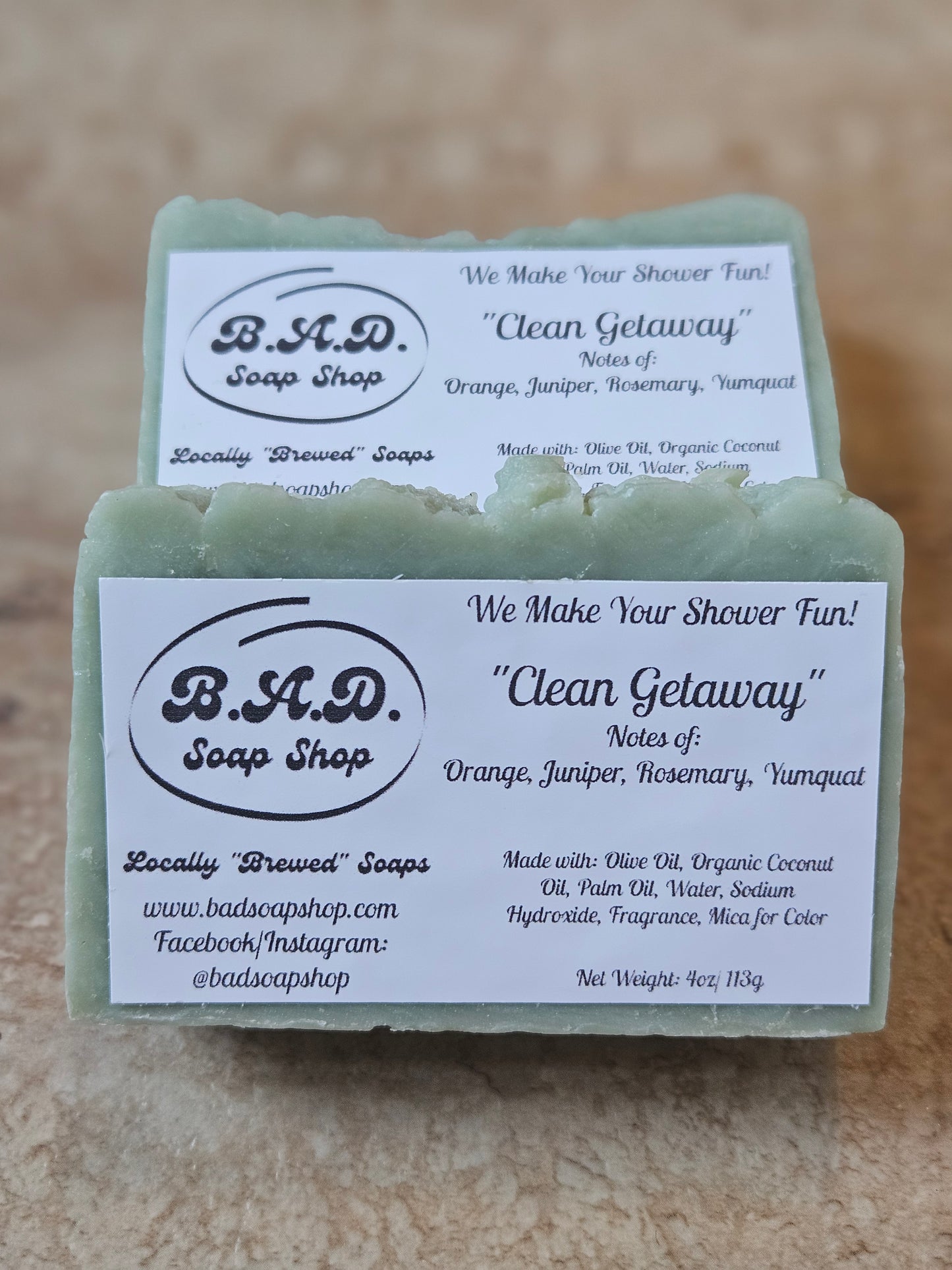 Handcrafted “Clean Getaway” All-Natural Artisan Soap, 4oz.