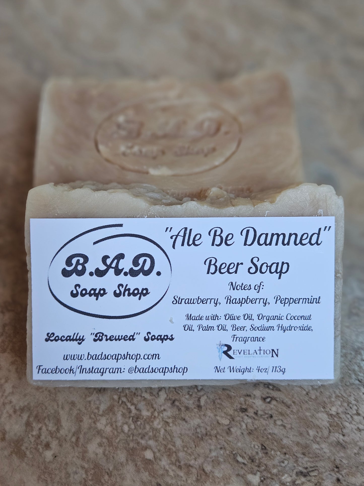 "Ale Be Damned" Handmade Hot Process Beer Soap Bar | Natural Olive Oil, Coconut Oil, & Palm Oil Soap | 4 oz Bar