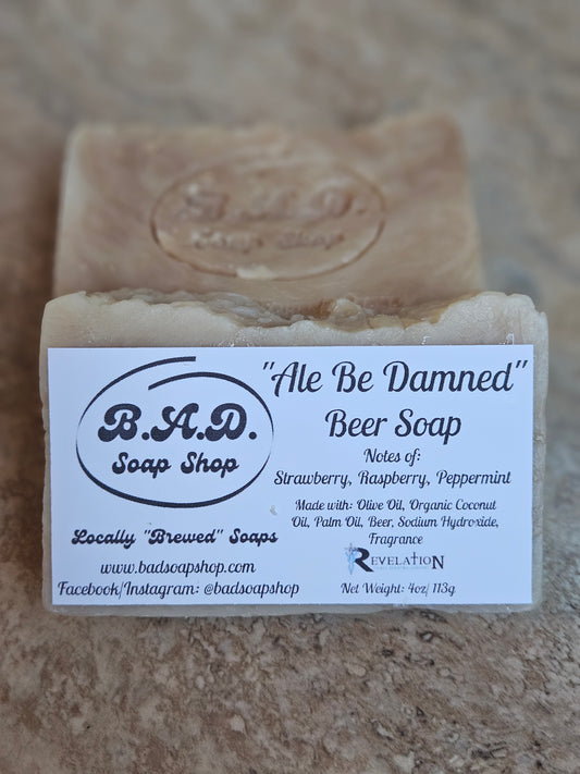 "Ale Be Damned" Handmade Hot Process Beer Soap Bar | Natural Olive Oil, Coconut Oil, & Palm Oil Soap | 4 oz Bar