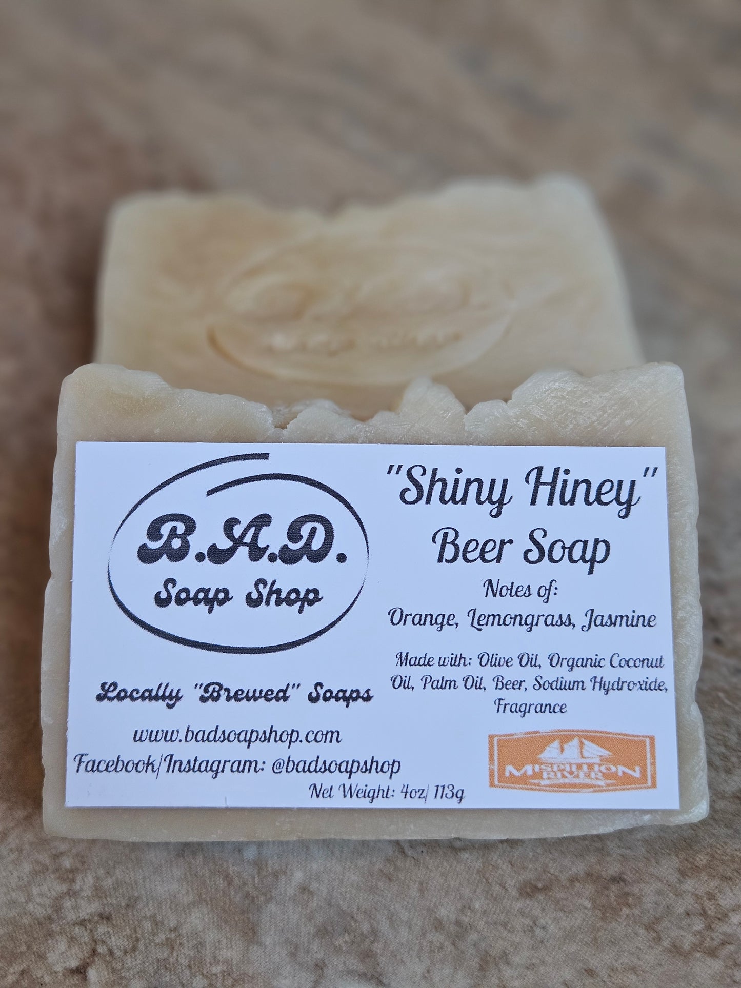 "Shiny Hiney" Handmade Hot Process Beer Soap Bar | Natural Olive Oil, Coconut Oil, & Palm Oil Soap | 4 oz Bar