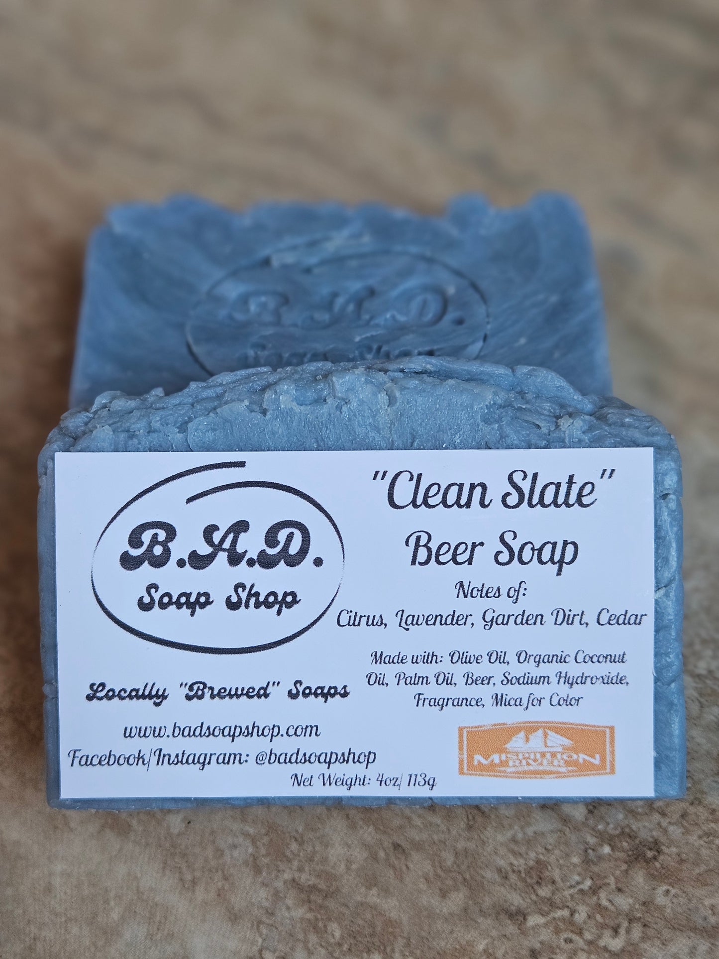 "Clean Slate" Handmade Hot Process Beer Soap Bar | Natural Olive Oil, Coconut Oil, & Palm Oil Soap | 4 oz Bar