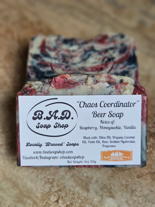 "Chaos Coordinator" Handmade Hot Process Beer Soap Bar | Natural Olive Oil, Coconut Oil, & Palm Oil Soap | 4 oz Bar