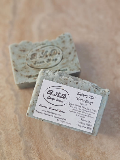 Skinny Dip: Handcrafted, All-Natural Artisan Wine Soap with Ground Coffee, 4oz.