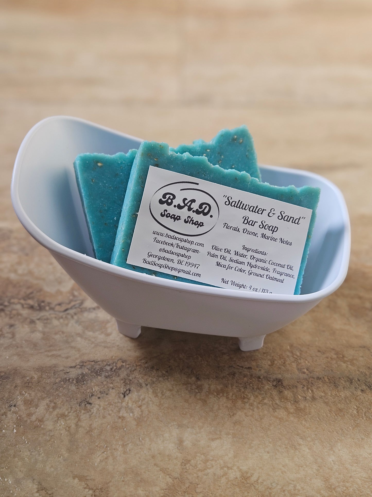 Saltwater & Sand: Handcrafted, All-Natural Artisan Soap with Ground Oatmeal, 4oz.