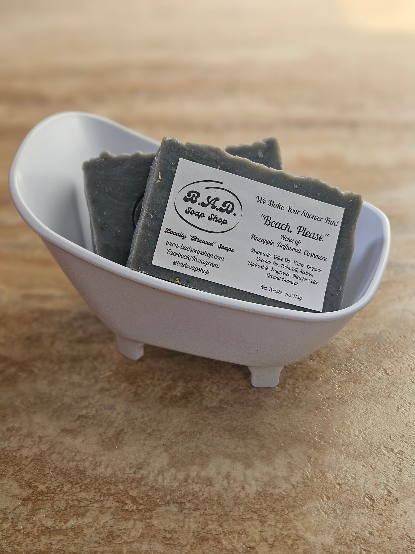 Beach, Please: Handcrafted, All-Natural Artisan Soap with Ground Oatmeal, 4oz.