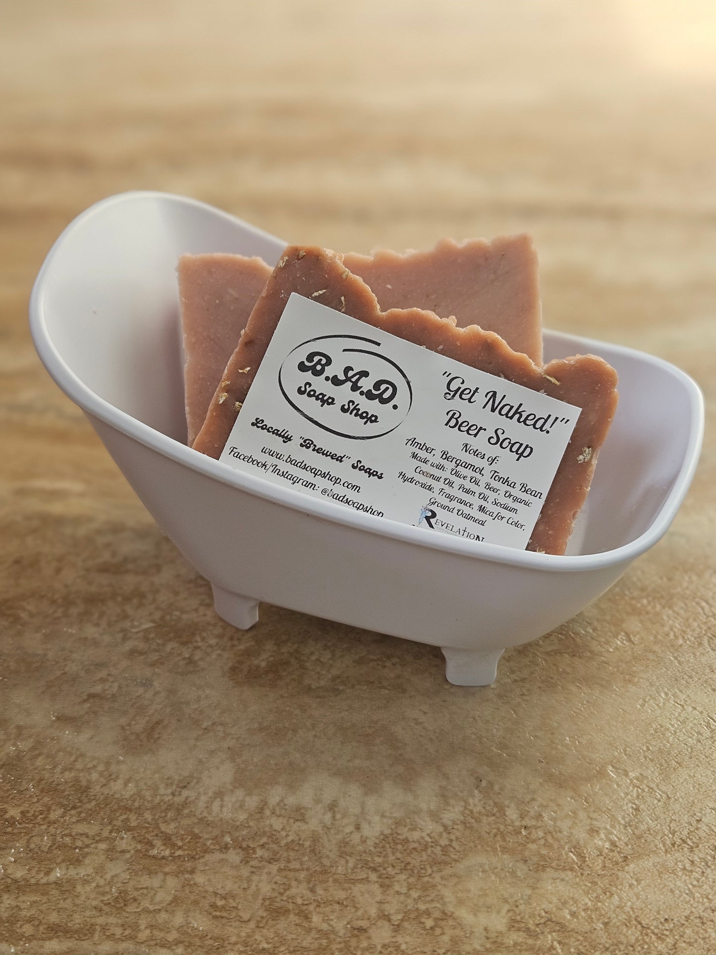 Get Naked: Handcrafted, All-Natural Artisan Beer Soap with Ground Oatmeal, 4oz.