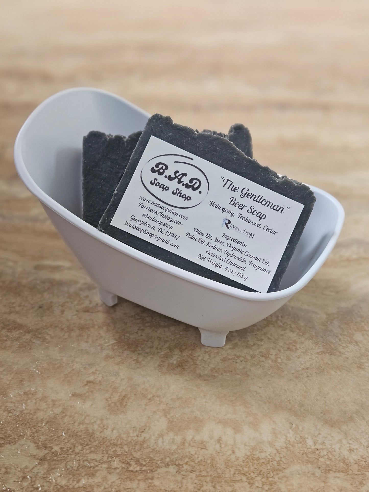 The Gentleman: Handcrafted, All-Natural Artisan Beer Soap with Activated Charcoal, 4oz.