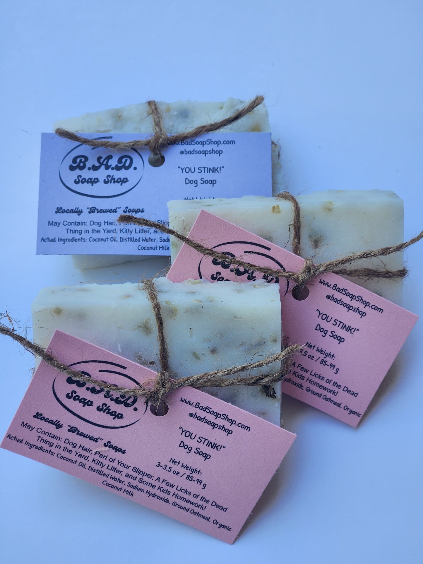 You Stink!- Natural Dog Soap with Organic Coconut Oil and Ground Oatmeal- Scent Free!